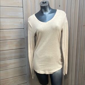 No Boundaries Cream Fitted Long Sleeve Blouse